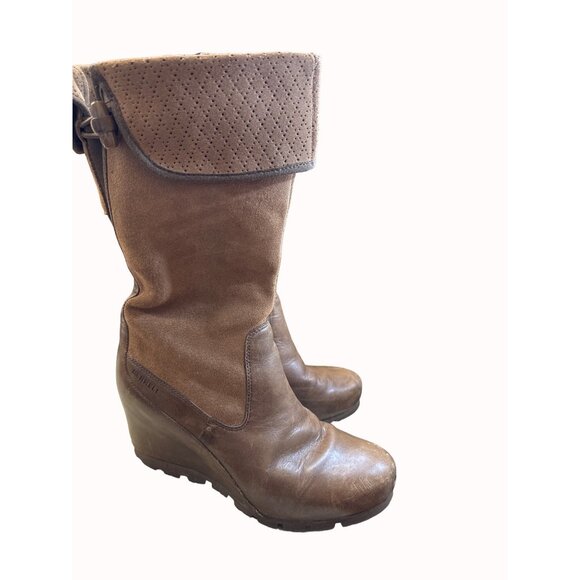 Merrell women’s brown mid calf boots shoes size 8 SKU 5422 - Picture 3 of 10